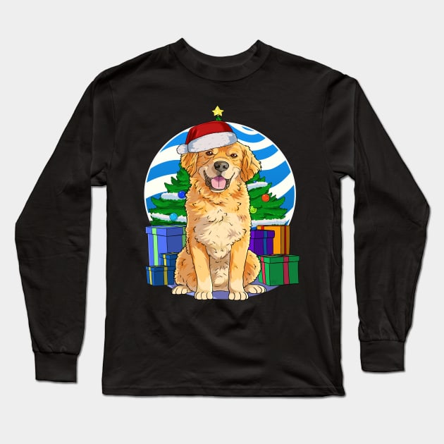 Golden Retriever Dog Christmas Sweater Tree Decoration Long Sleeve T-Shirt by Noseking